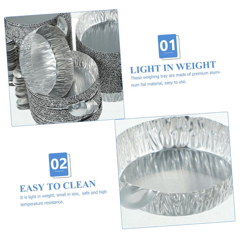 100Pcs Aluminum Foil Sample Weighing Tray, Disposable Foil Plates for Labs, Lightweight Pans for Accurate Weighing