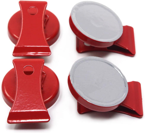 CMS Magnetics Super Strong Colorful Ceramic Magnets, 4-Pack Clips Red for Whiteboards