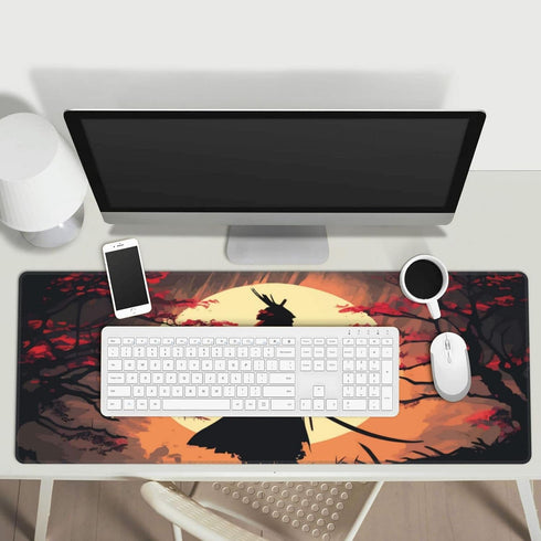 Sigouyinei Office(31.5"X 11.8") Japanese Samurai Walking to The Sun Gaming Keyboard Mouse Pad Mousepad Huge Extended XL