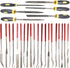 26Pcs Needle File Set, 6Pcs 140mm Wood Rasp Hand Metal File Tools + 10Pcs 140mm Mini Diamond Needle File Set + 10Pcs 140mm Mini Diamond Riffler Needle File Set for Metal, Wood, Plastic,Jewelry by KingBra