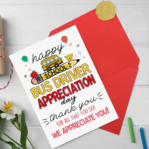MOROLURU School Bus Drivers Day Card, Thank You Card for School Bus Driver, Appreciation Greeting Card for Bus Driver