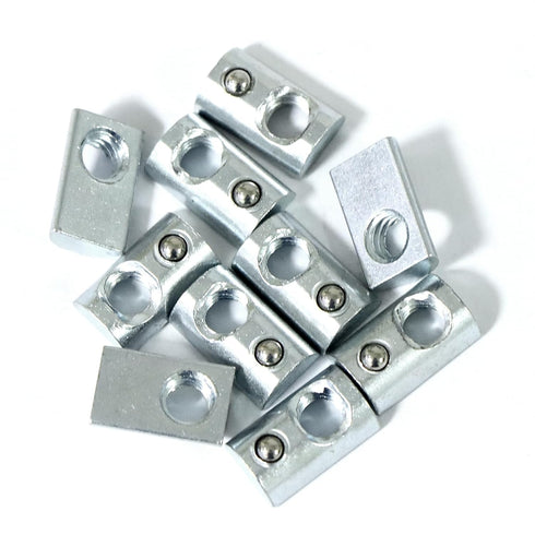 1/4"-20 Threaded Steel Roll in T-Nut with Ball Spring, T-Slot Nuts Accessory Hardware for 10 Series Aluminum Extrusion