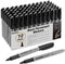 Permanent Markers Bulk, 72 Pack Fine Tip Black Waterproof Marker Set, Quick Drying, Smear Proof Pens for Office, School