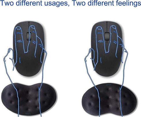 BRILA Ergonomic Memory Foam Mouse Wrist Rest Pad for Computer and Gaming - Black with Massage Holes