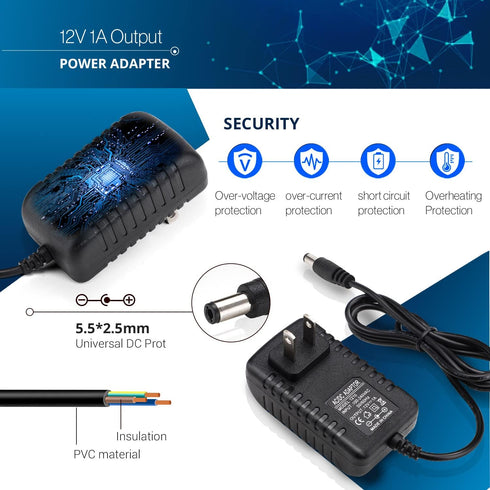 Suacopzar 12V 1A 12V 100-240V 12V 1A 12W 12W DC Power Supply Adapter Transformer, DC Converter AC to DC LED Driver