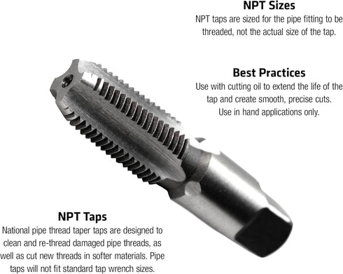 Century Drill & Tool 95202 Carbon Steel Pipe Thread Tap, 1/4-18NPT