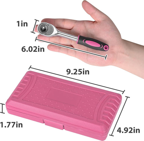 46 1/4 inch Set, Set Egofine Pieces Drive Socket Ratchet Wrench with Bit Socket Metric and Extension Bar for Auto