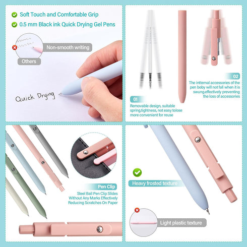 Jutom 38 Pcs Aesthetic Book Annotation Kit, Highlighters, Gel Pens, Sticky Notes, Retro Color