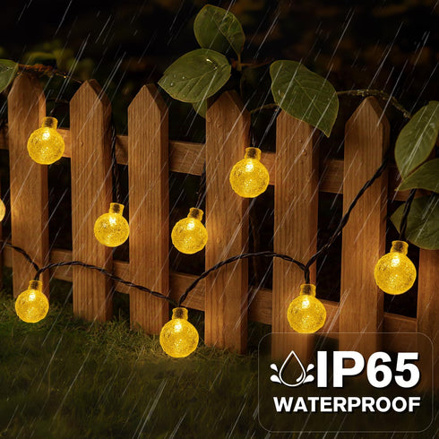 20FT 30 8 Metaku Solar String Lights for Outside, LED Crystal Globe String Lights, Solar Powered Outdoor Lights