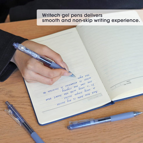 WRITECH Fine Point Gel Pens, Retractable 0.7mm Blue-Ink Color Pen for Journaling Smooth Writing No Bleed Set 10ct
