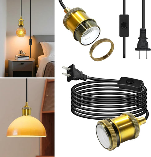 Puanticn 16.4 Ft Retro Hanging Lamp with Plug in Cord, E26 Black Thicken