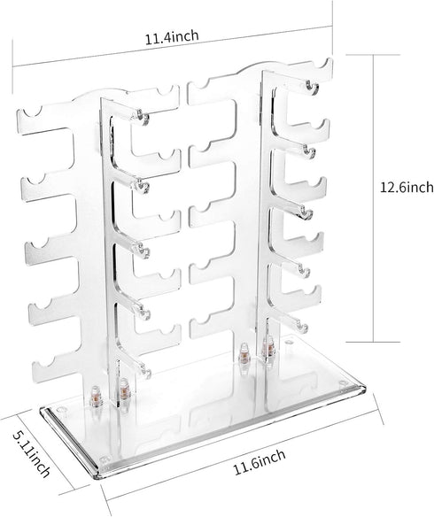 Lamoutor 2 Row Transparent Sunglasses Rack Holder - Glasses Display Stand