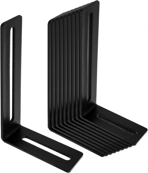 10 PCS Black Adjustable L-Shape Corner Brace, 5-5/8" Steel Joint Right Angle Brackets for Furniture, Max Load 30 LB