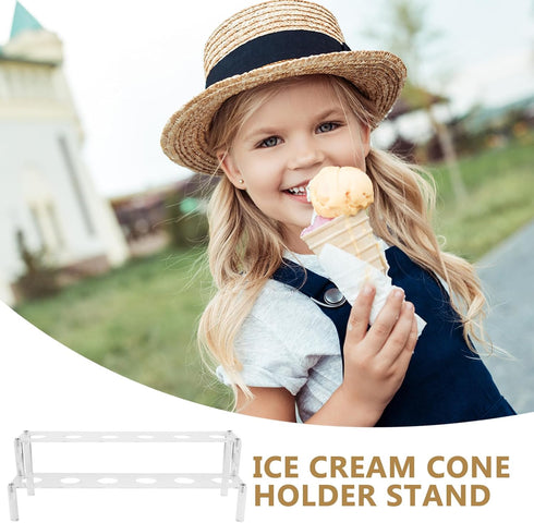 12-hole Uonlytech Acrylic Ice Cream Cone Display Stand, Acrylic Cone Holder for Dessert Serving, Popcorn and Snack Rack