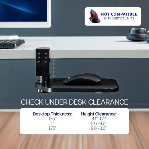 VIVO 360 2 inch MOUNT-MS01A Clamp-on Mouse Pad Holder Platform, Adjustable Under Desk Rotating Tray Rest Extension