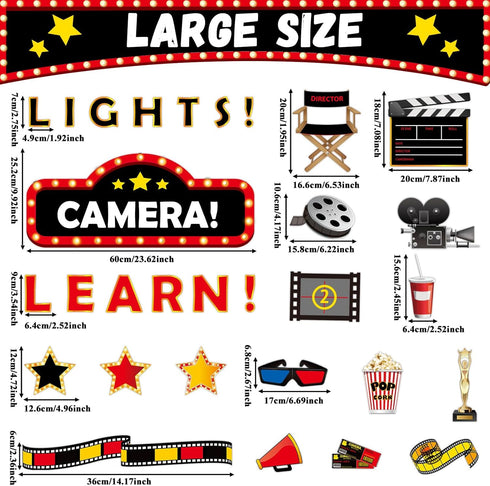 Movie Night Bulletin Board Classroom Decoration Set Motivational Movie Theme Hollywood Bulletin Boarders Movie Star Cutouts for Classroom Chalkboard Wall Decor Back to School Supplies