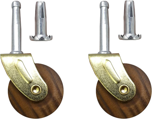 Shepherd Hardware 9051 1-5/8-Inch Designer Stem Casters, Brown, Wood Wheel, 2-Pack, 5/16-Inch Stem