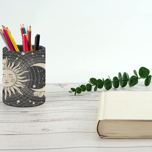 XUWU Tarot Celestial Bohemian Pen Holder - Cute Pencil Cup Desk Decor, Makeup Brush Holder for Office Supplies