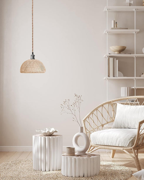 E26 E27 JACKYLED UL Boho Pendant Light Kit, Hemp Rope Light Fixture with Adjustable Hanging Light Cord & Light Socket