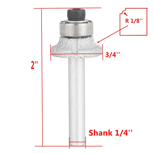 3mm 1/4 ILOVETOOL Radius Head Router bits Shank Diamond BRAZED Profile Wheel Router Bit Bullnose