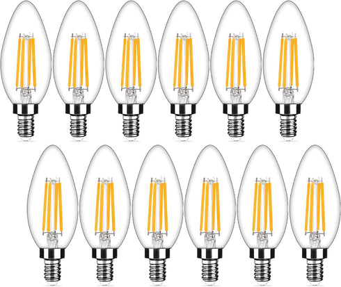 12-Pack Dimmable E12 LED Candelabra Bulbs, 40Watt Equivalent, 2700K Warm White, 450Lumens, 4W B11 Vintage Bulbs