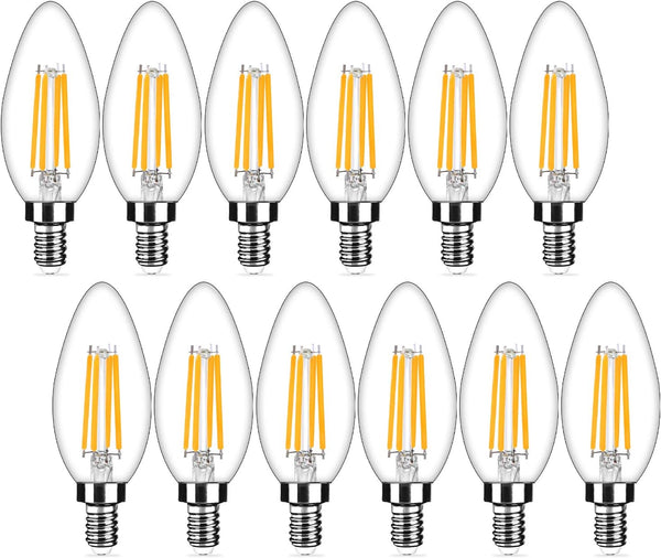 12-Pack Dimmable E12 LED Candelabra Bulbs, 40Watt Equivalent, 2700K Warm White, 450Lumens, 4W B11 Vintage Bulbs