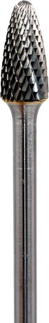 SF-5L6 Tungsten Carbide Burr - 6” Long Double Cut File, 1/2” Cutter Dia, 1/4" Shank, Tree Shape