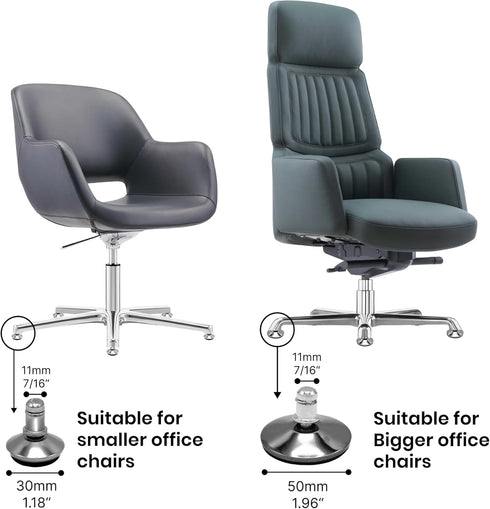 Office Chair Replacement Bell Glides, Set of 5 Low Profile Feet, Dia 7/16"(11mm) Stem for Most Chairs (Silver)