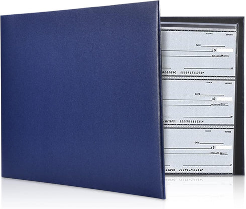 Pacific Mailer 7 Ring Check Binder, Dark Blue, 3-On-A-Page Holder, 500 Checks Capacity