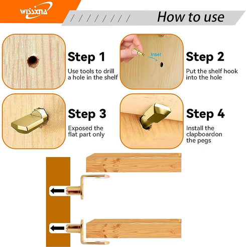 WISSXNA 100Pcs 4 (5mm 6mm) Shelf Pegs for Shelves, Styles Shelf Pins Kitchen Cabinet Shelf Pegs,Bronze Shelf Holders