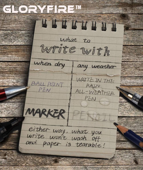GLORYFIRE Waterproof Notebook Tactical All-Weather Memo Notepad with Waterproof Grid Paper, 3"x5" (5pcs)
