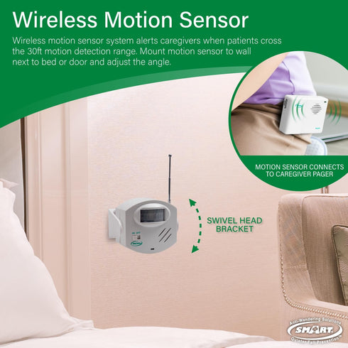 Smart Caregiver Wireless Motion Sensor Alarm System with Pager for Fall Prevention, 300' Range