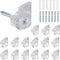 24 Sets of Clear Plastic Mirror Holder Clips Kit with Screws for Fixing Mirror Cabinet Door (9mm)