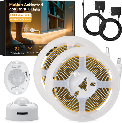 HOUHUI Under Bed Lights Motion Sensor COB LED Strip, 2 x 6.56Ft