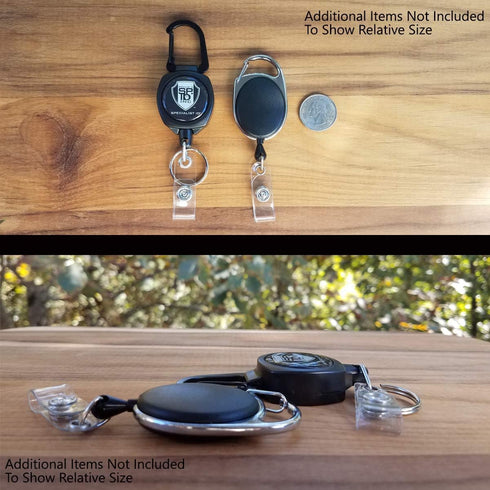 Super Heavy Duty Sidekick Retractable Badge and Key Reel - Carabiner Clip with Three Card ID Badge Holder