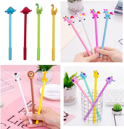 YYaaloa 140pcs Cute Cartoon Gel Ink Pens, 0.5 mm Black Ink Assorted Styles, Fun Kawaii Pens for Kids, Office
