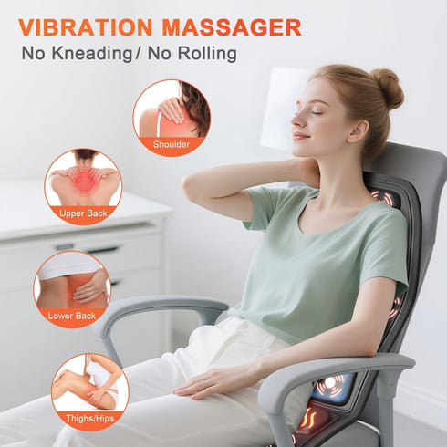 KNONNETD Heated Seat Cushion for Office Chair - Heating Pad for Back, Lumbar, Hip, Thigh with Vibration Massager