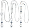 Hicarer 3 Pcs ID Badge Lanyard Necklace with ID Holder Clip, Stainless Steel Beaded Chain, Retractable Reel