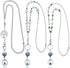 Hicarer 3 Pcs ID Badge Lanyard Necklace with ID Holder Clip, Stainless Steel Beaded Chain, Retractable Reel