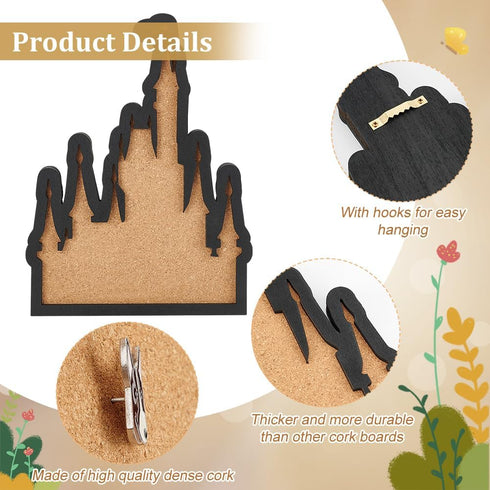 BENECREAT Pin Board Castle Cork Board, 0.8inch Thick Wall Mounted Display Board for Brooch Pin Storage, Office Home