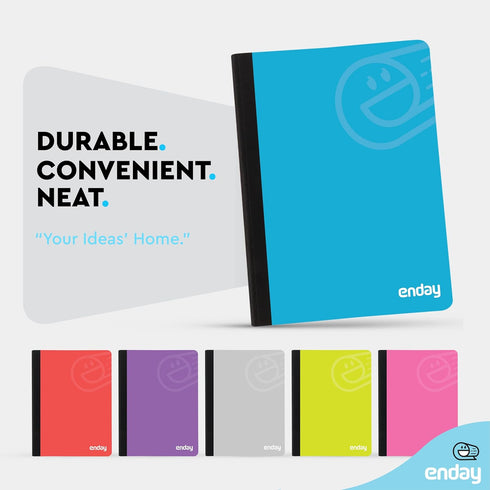 Enday Composition Notebooks, Wide Ruled Paper, 100 Sheets, Hard Cover, Multicolor (6 Pack)