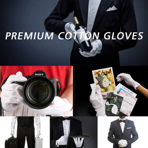 10 Pairs Archival Photo Gloves, White Work Gloves for Handling Art and Photography