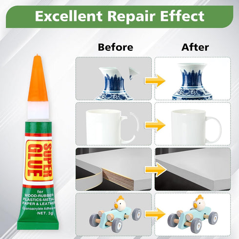 24 X 3g Super Glue Clear, Strong Adhesive, Fast Drying Cyanoacrylate Glue for DIY Crafts, Wood, Plastic