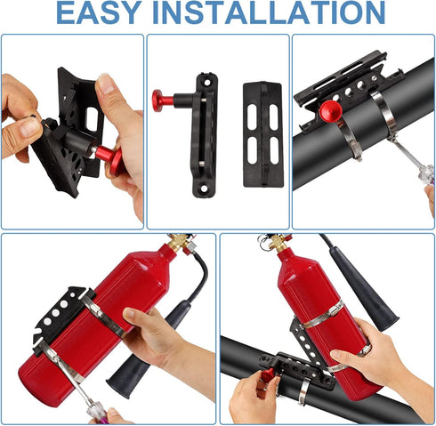 Quick Release Fire Extinguisher Holder Mount Bracket - High Density Nylon Roll Bar Mount Bottle Holder Adjustable with