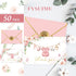50 Pack 4 6 Inch FYSUIMU Baby Shower Thank You Card Pink Floral Clothes Greeting Card Foil Gold Flower Boxed Blank Note