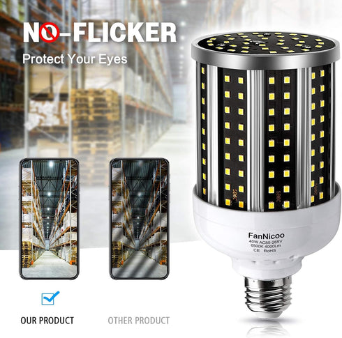 2 Pack LED Corn Light Bulb, 280W Equivalent, Cool Bright Daylight White, 40W 6500K, E26/E27 Medium Base
