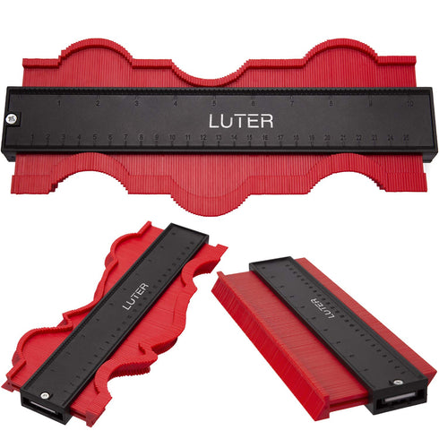 LUTER Plastic Contour Gauge, 10 Inch Profile Gauge Measure Ruler Contour Duplicator for Precise Measurement Tiling Laminate Wood Marking Tool (Red/10 inch)