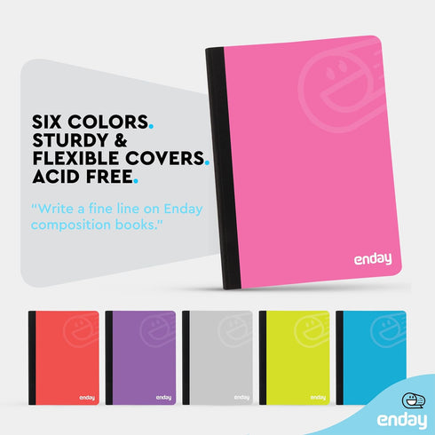 Enday Composition Notebooks – College Ruled Paper, Hard Cover, 100 Sheets, Pink and Yellow, 2 Pack