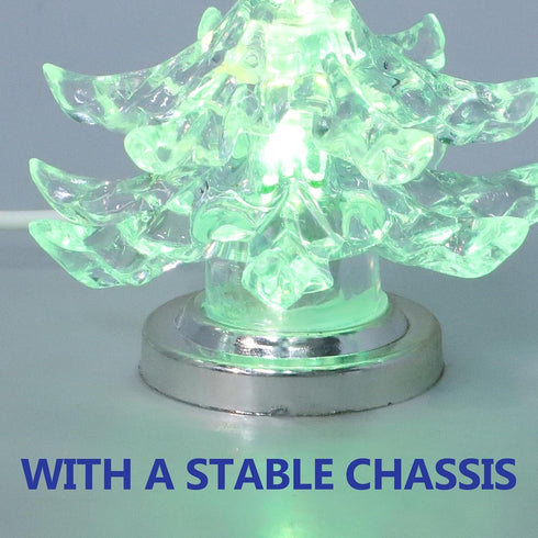 3Pcs 7-Color Angoily Tabletop Christmas Tree, Acrylic LED Night Lights USB Operated Christmas Decorations, Mini Xmas