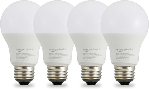 Amazon Basics Smart A19 LED Light Bulb, Dimmable Soft White (2700K), 9W